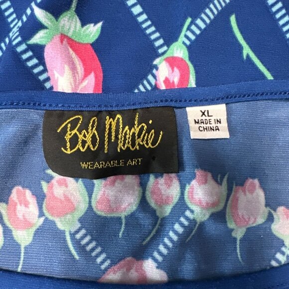 Bob Mackie Wearable Art Rose Trellis Print 3/4 Sleeves Knit Top Size XL - Picture 5 of 9